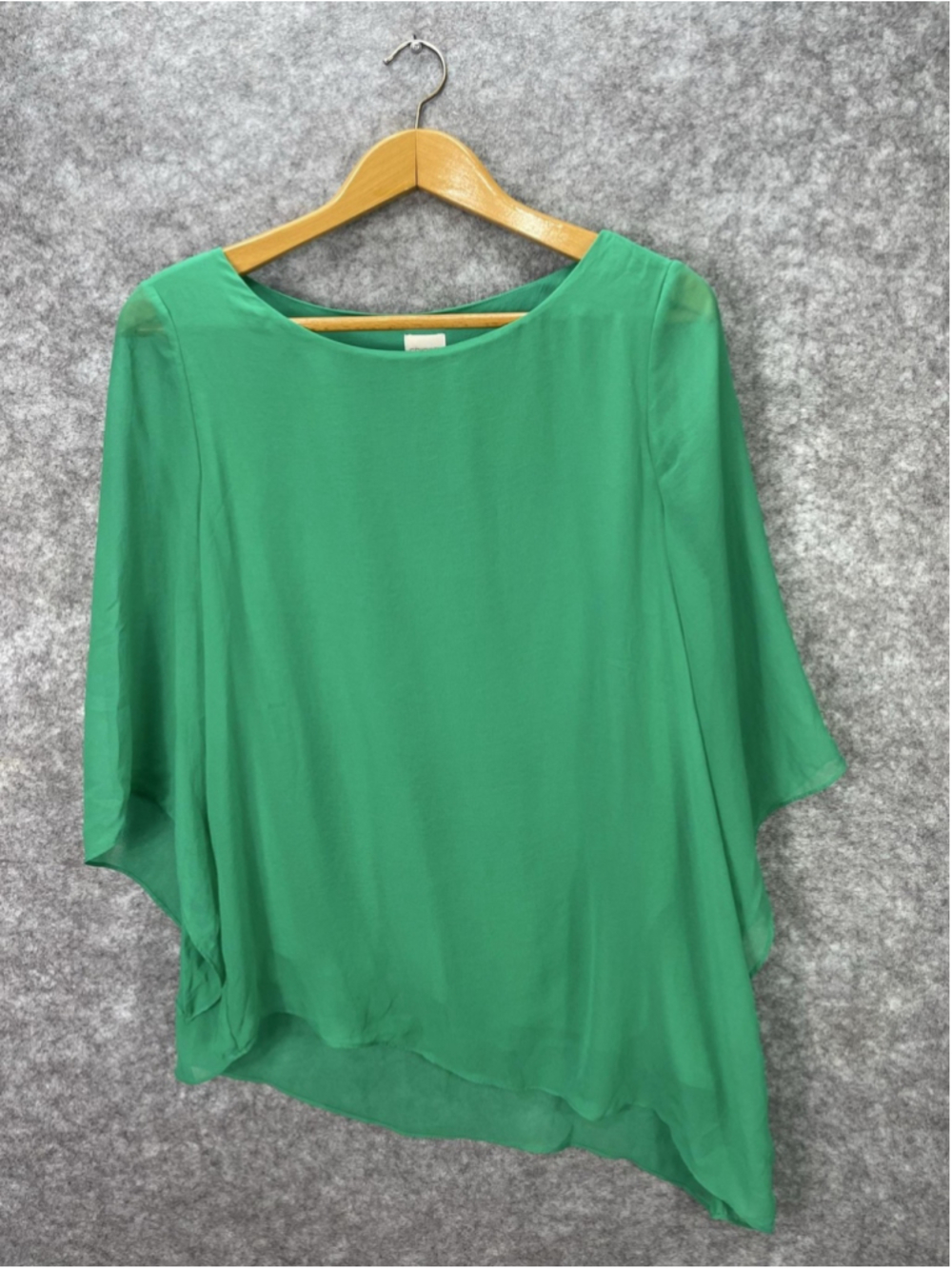 Chicos Blouse Womens Lge Green Sheer Kimono Sleeve Tunic Top Flowy Chiffon Boho